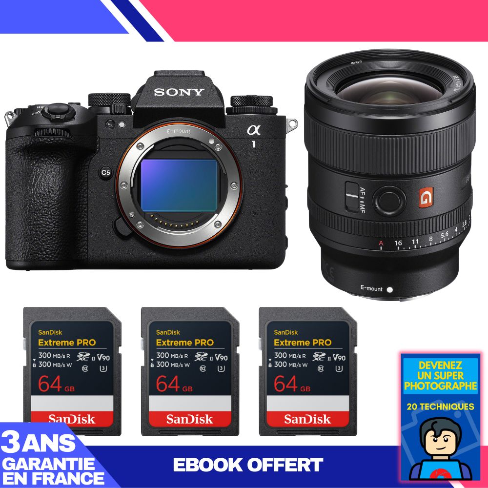 Boitier Sony alpha 1 II + FE 24mm f1.4 GM + 3 SanDisk Extreme PRO UHS II SDXC + Ebook 'Devenez Un Super Photographe - vue 4