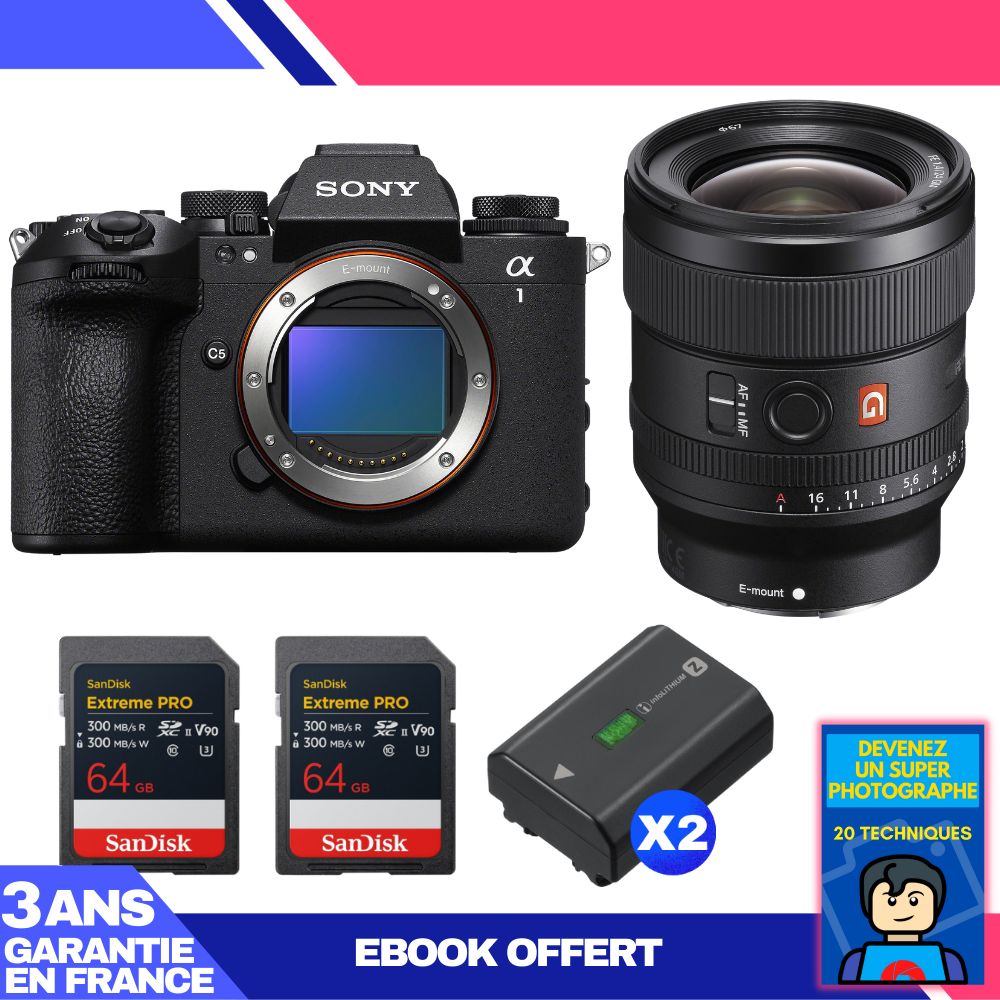 Boitier Sony alpha 1 II + FE 24mm f1.4 GM + 2 SanDisk Extreme PRO UHS II SDXC + 2 Sony NP FZ100 + Ebook 'Devenez Un Super Photographe - vue 4
