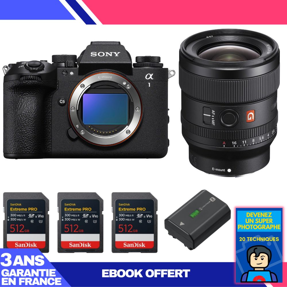 Boitier Sony alpha 1 II + FE 24mm f1.4 GM + 3 SanDisk Extreme PRO UHS II SDXC + Sony NP FZ100 + Ebook 'Devenez Un Super Photographe - vue 4
