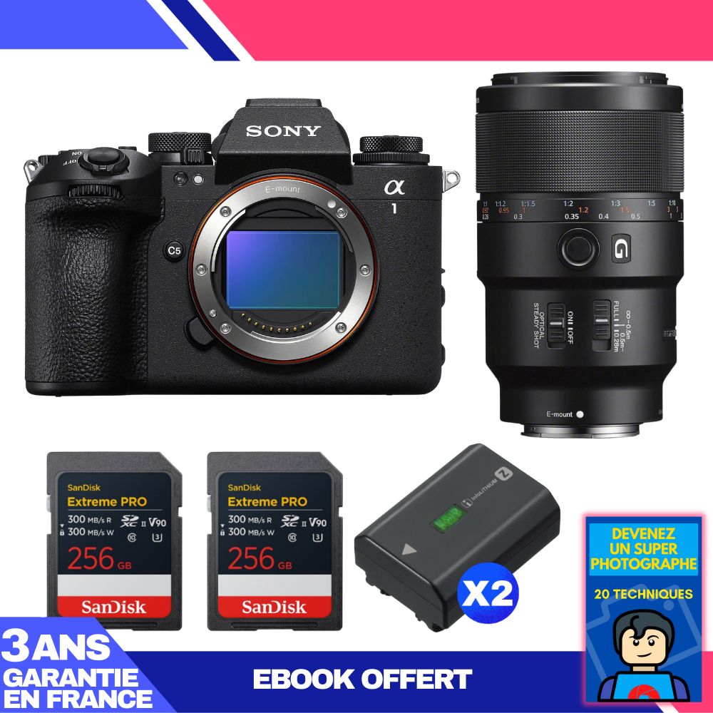 Boitier Sony alpha 1 II + FE 90mm f2.8 Macro G OSS + 2 SanDisk Extreme PRO UHS II SDXC + 2 Sony NP FZ100 + Ebook 'Devenez Un Super Photographe - vue 2