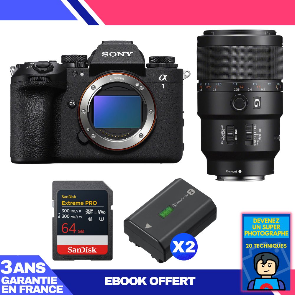 Boitier Sony alpha 1 II + FE 90mm f2.8 Macro G OSS + 2 SanDisk Extreme PRO UHS II SDXC + 2 Sony NP FZ100 + Ebook 'Devenez Un Super Photographe - vue 4