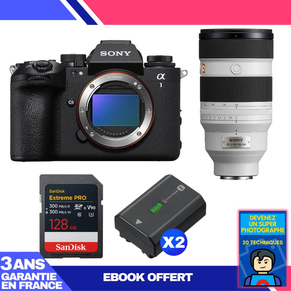Boitier Sony alpha 1 II + FE 50 150mm f2 GM + 1 SanDisk Extreme PRO UHS II SDXC + 2 Sony NP FZ100 + Ebook 'Devenez Un Super Photographe - vue 4