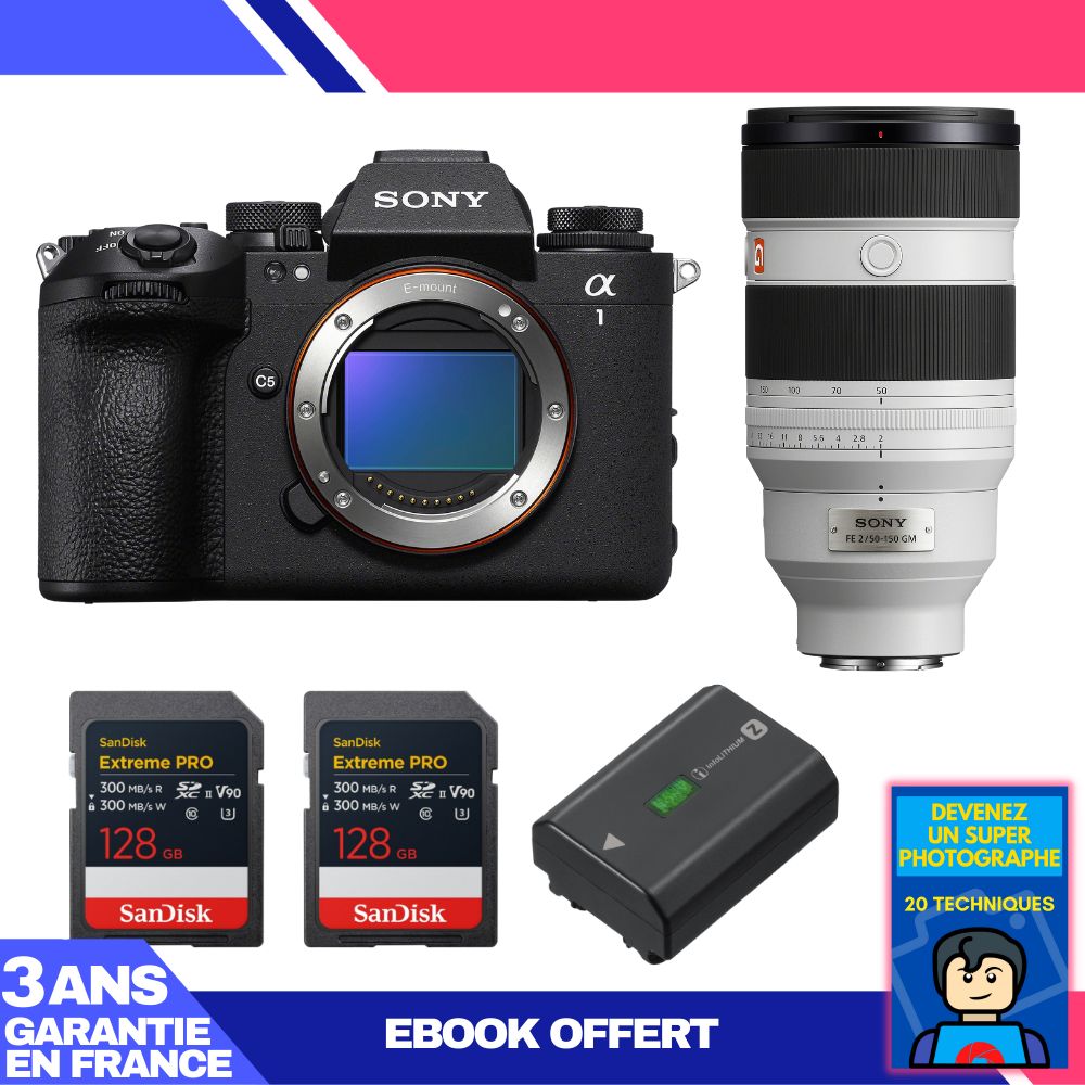 Boitier Sony alpha 1 II + FE 50 150mm f2 GM + 2 SanDisk Extreme PRO UHS II SDXC + Sony NP FZ100 + Ebook 'Devenez Un Super Photographe - vue 4