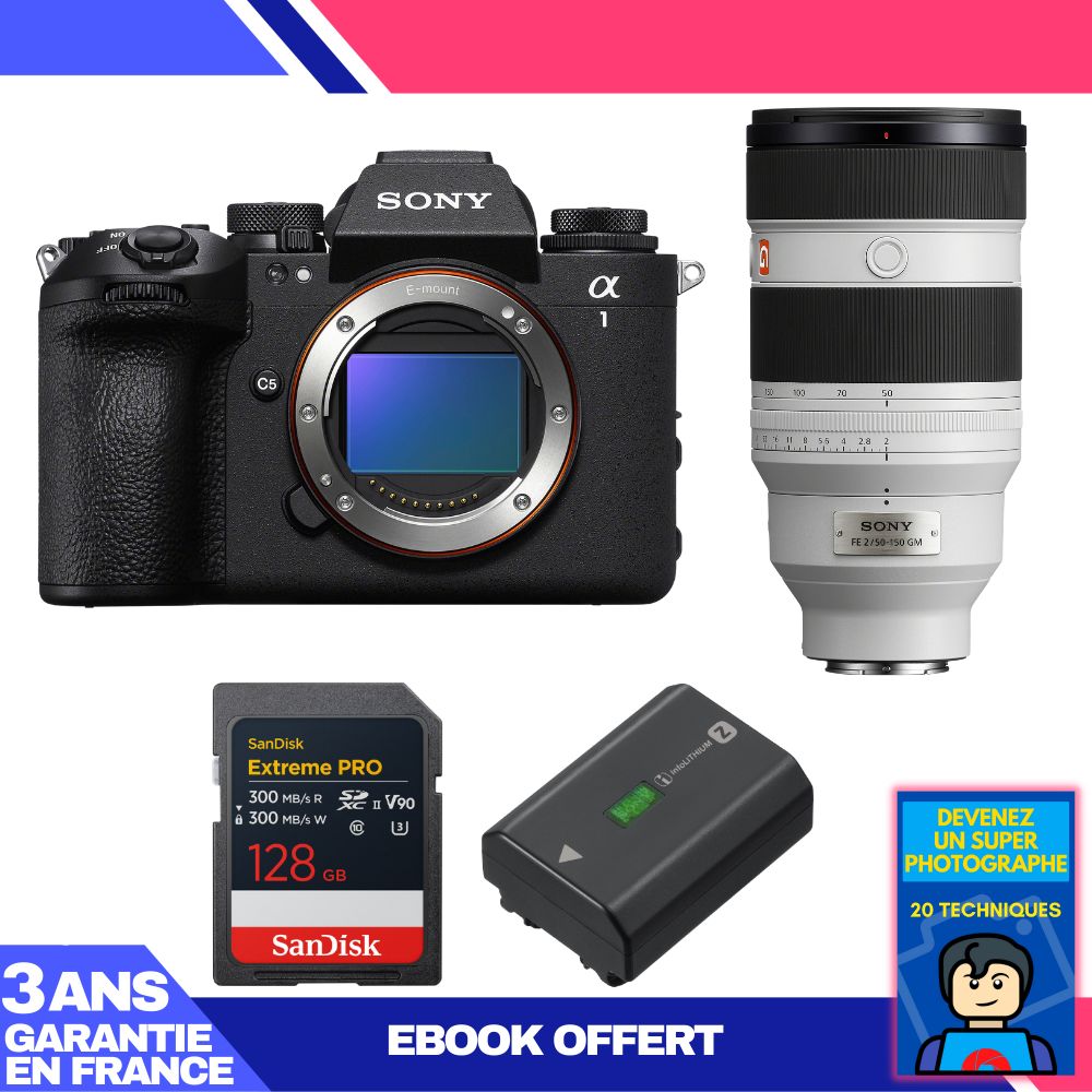 Boitier Sony alpha 1 II + FE 50 150mm f2 GM + 1 SanDisk Extreme PRO UHS II SDXC + Sony NP FZ100 + Ebook 'Devenez Un Super Photographe - vue 4