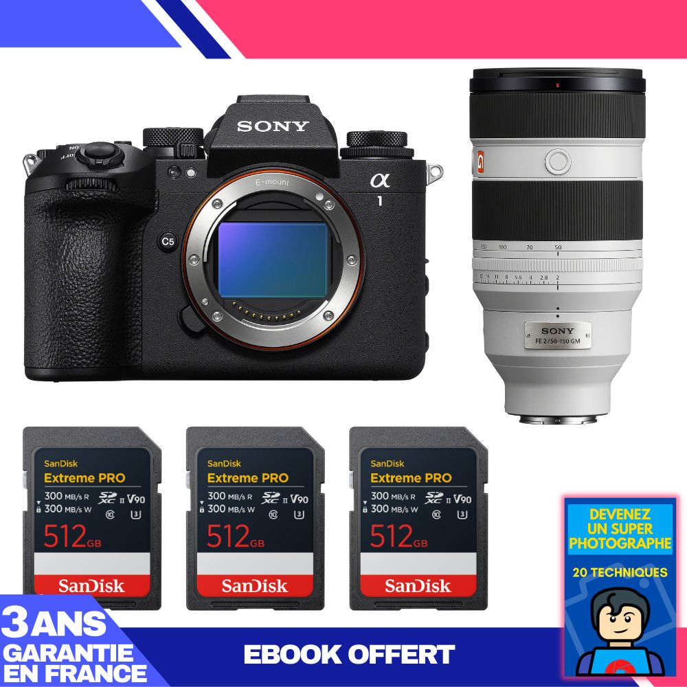 Boitier Sony alpha 1 II + FE 50 150mm f2 GM + 3 SanDisk Extreme PRO UHS II SDXC + Ebook 'Devenez Un Super Photographe - vue 3