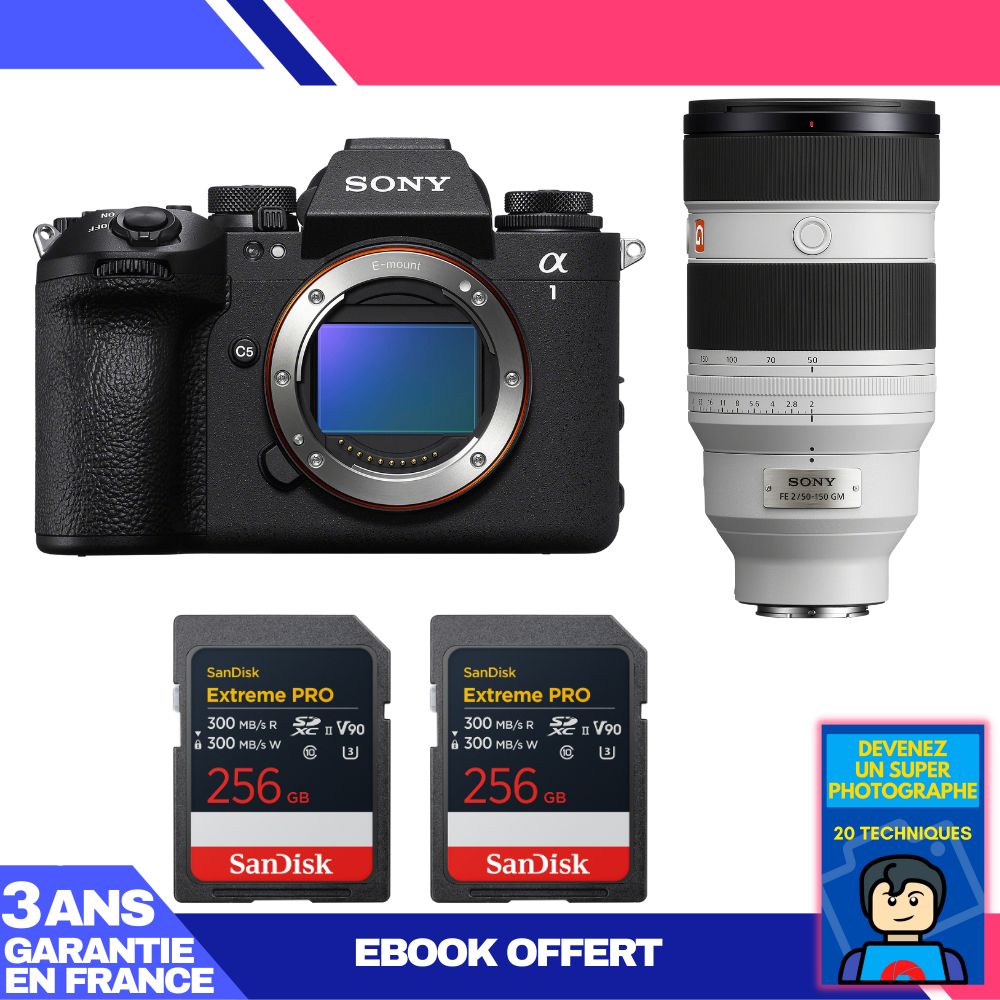 Boitier Sony alpha 1 II + FE 50 150mm f2 GM + 2 SanDisk Extreme PRO UHS II SDXC + Ebook 'Devenez Un Super Photographe - vue 3