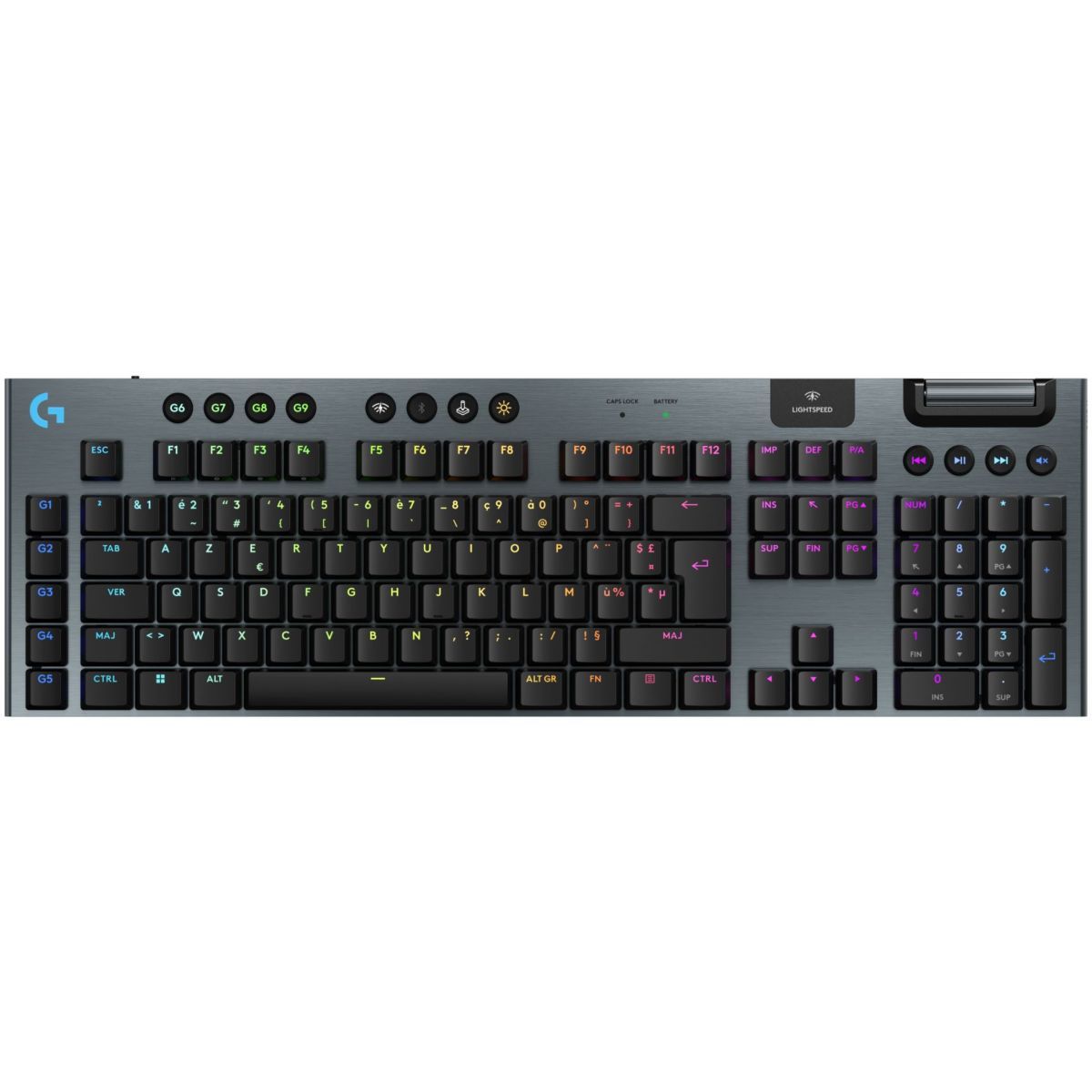 Logitech G915 X - Clavier - LIGHTSPEED - backlit - sans fil - Bluetooth 5.0, 2.4 GHz, USB - AZERTY - Français - commutateur : GL Tactile - noir Logitech G915 X - Clavier - LIGHTSPEED - backlit - sans fil - Bluetooth 5.0, 2.4 GHz, USB - AZERTY - Français - commutateur : GL Tactile - noir