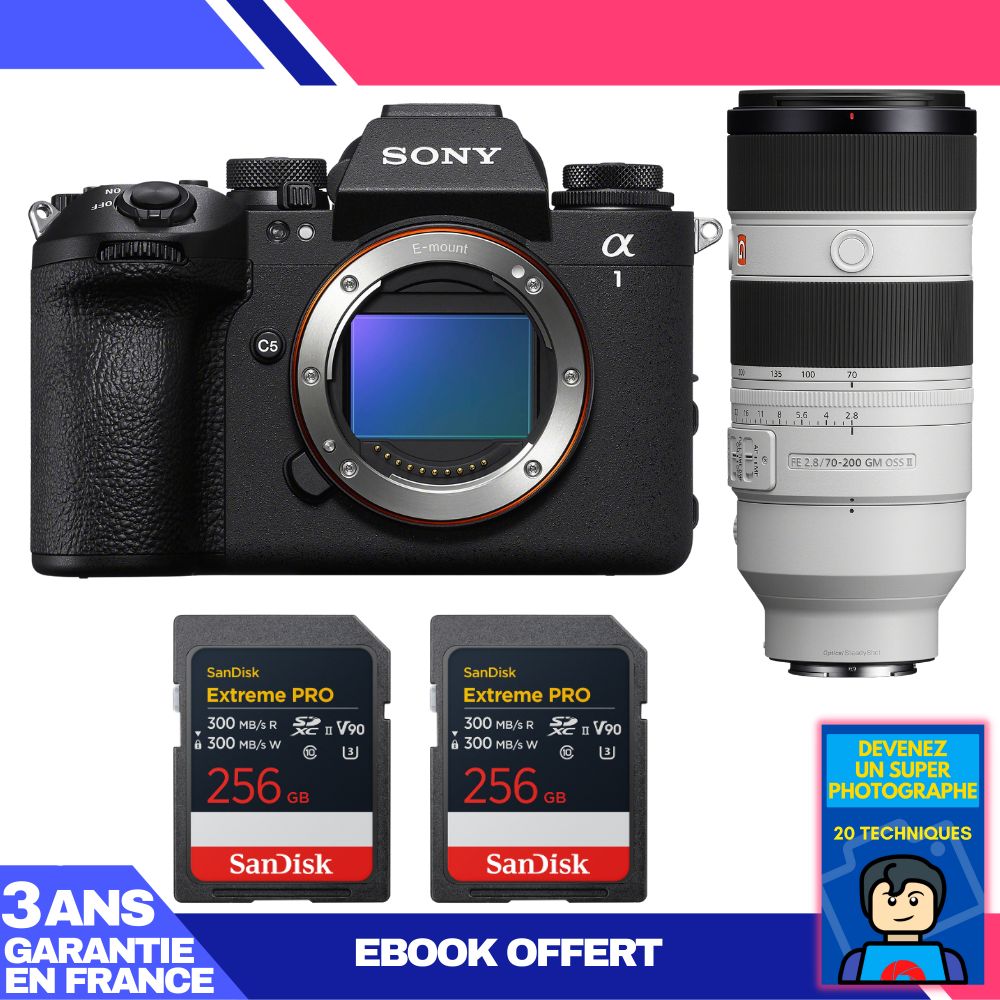 Boitier Sony alpha 1 II + FE 70 200mm f2.8 GM OSS II + 2 SanDisk Extreme PRO UHS II SDXC + Ebook 'Devenez Un Super Photographe - vue 3