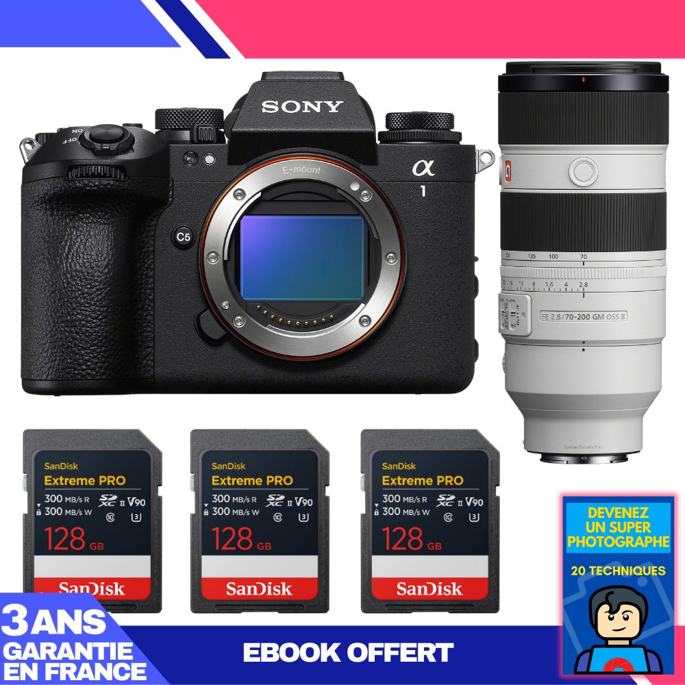 Boitier Sony alpha 1 II + FE 70 200mm f2.8 GM OSS II + 3 SanDisk Extreme PRO UHS II SDXC + Ebook 'Devenez Un Super Photographe - vue 2