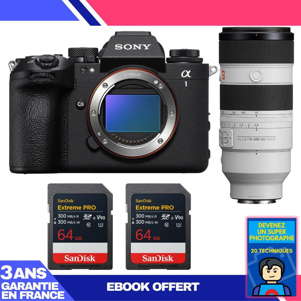 Boitier Sony alpha 1 II + FE 70 200mm f2.8 GM OSS II + 2 SanDisk Extreme PRO UHS II SDXC + Ebook 'Devenez Un Super Photographe - vue 4