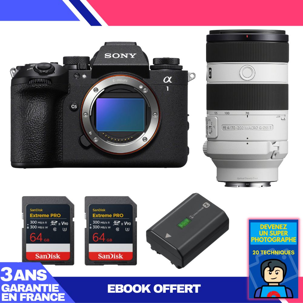 Boitier Sony alpha 1 II + FE 70 200mm f4 Macro G OSS II + 2 SanDisk Extreme PRO UHS II SDXC + Sony NP FZ100 + Ebook 'Devenez Un Super Photographe - vue 4