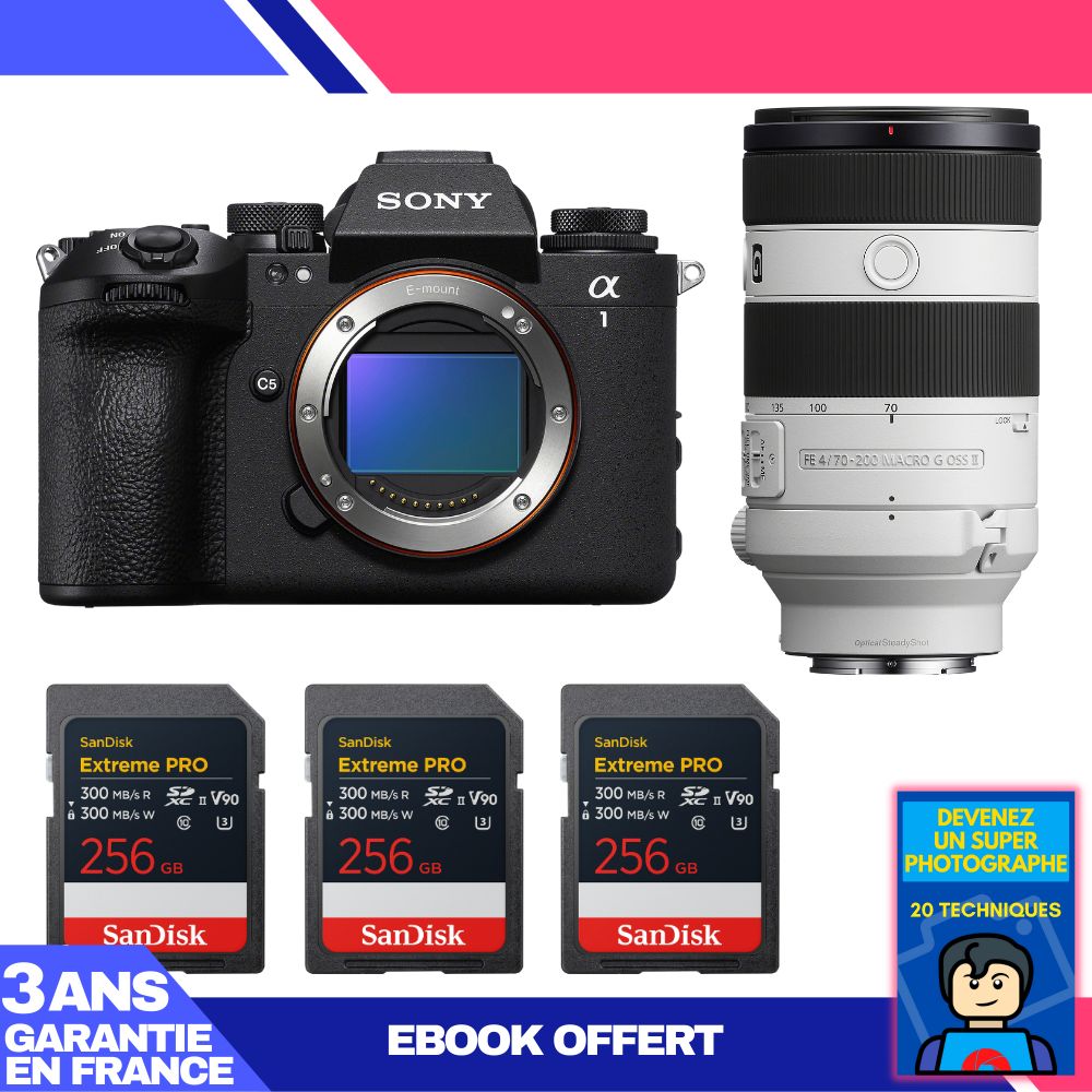 Boitier Sony alpha 1 II + FE 70 200mm f4 Macro G OSS II + 3 SanDisk Extreme PRO UHS II SDXC + Ebook 'Devenez Un Super Photographe - vue 4