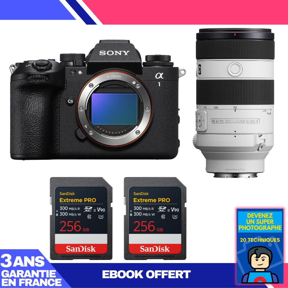 Boitier Sony alpha 1 II + FE 70 200mm f4 Macro G OSS II + 2 SanDisk Extreme PRO UHS II SDXC + Ebook 'Devenez Un Super Photographe - vue 2