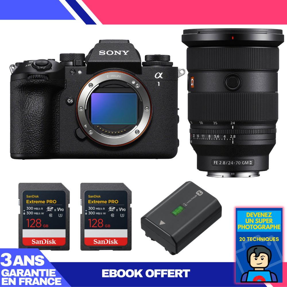 Boitier Sony alpha 1 II + FE 24 70mm f2.8 GM II + 2 SanDisk Extreme PRO UHS II SDXC + Sony NP FZ100 + Ebook 'Devenez Un Super Photographe - vue 4