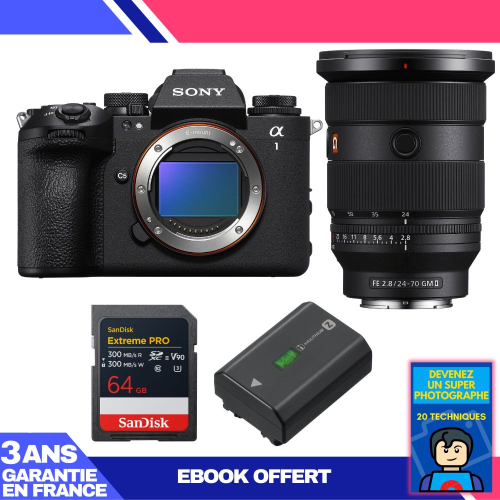 Boitier Sony alpha 1 II + FE 24 70mm f2.8 GM II + 1 SanDisk Extreme PRO UHS II SDXC + Sony NP FZ100 + Ebook 'Devenez Un Super Photographe - vue 4