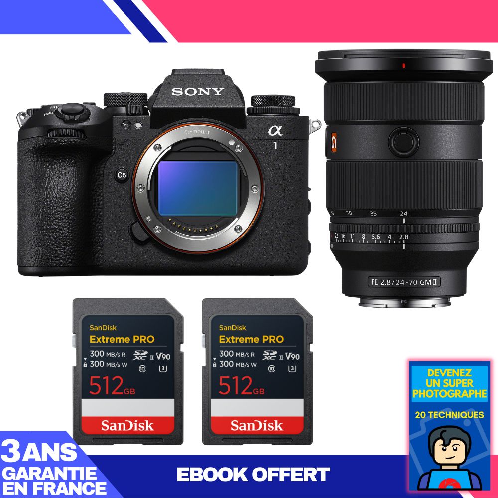 Boitier Sony alpha 1 II + FE 24 70mm f2.8 GM II + 2 SanDisk Extreme PRO UHS II SDXC + Ebook 'Devenez Un Super Photographe - vue 4