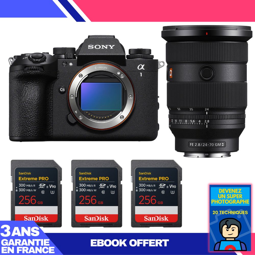 Boitier Sony alpha 1 II + FE 24 70mm f2.8 GM II + 3 SanDisk Extreme PRO UHS II SDXC + Ebook 'Devenez Un Super Photographe - vue 4