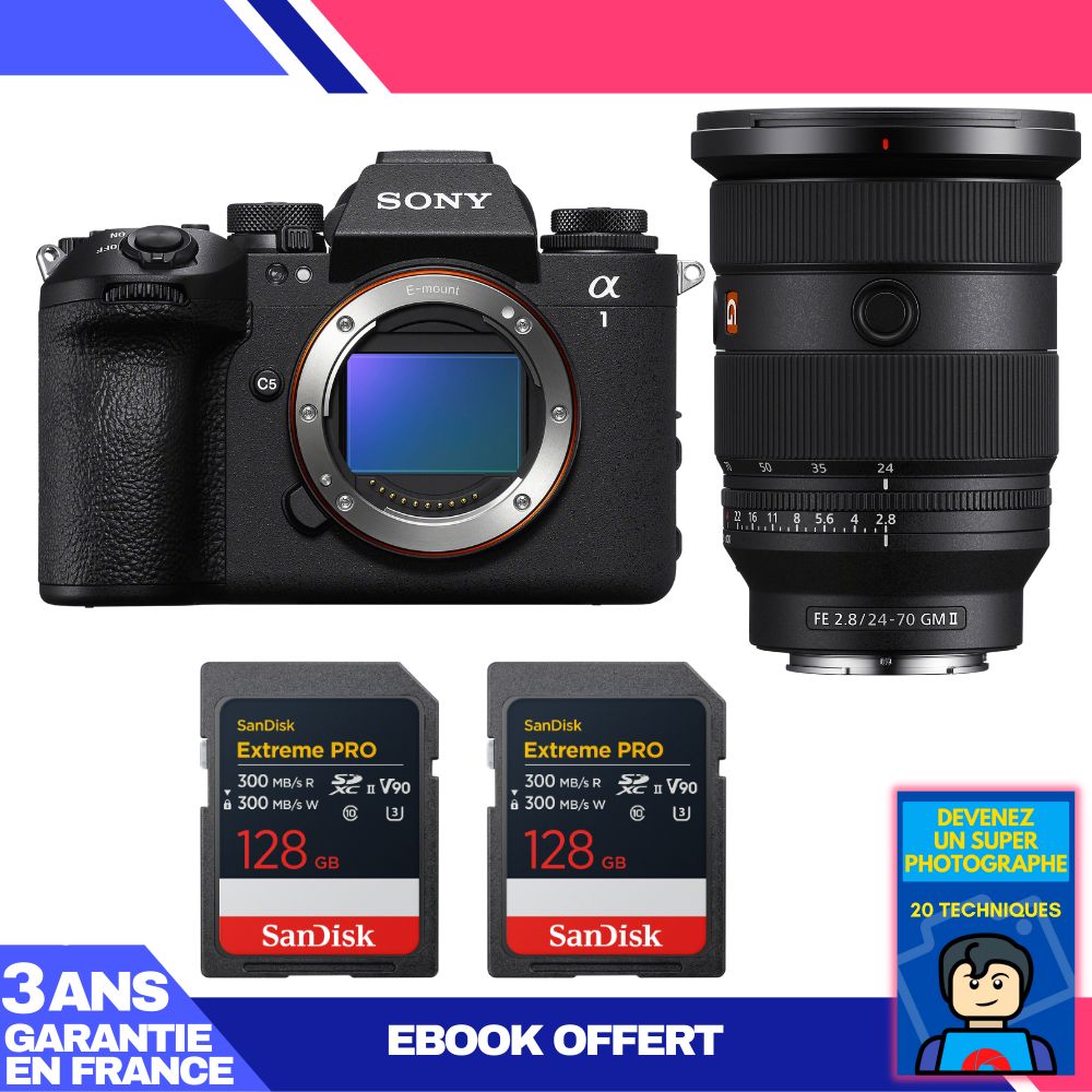 Boitier Sony alpha 1 II + FE 24 70mm f2.8 GM II + 2 SanDisk Extreme PRO UHS II SDXC + Ebook 'Devenez Un Super Photographe - vue 2