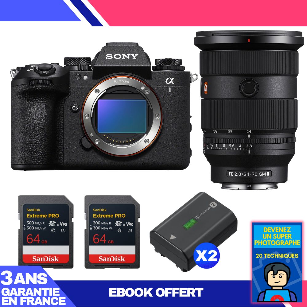 Boitier Sony alpha 1 II + FE 24 70mm f2.8 GM II + 2 SanDisk Extreme PRO UHS II SDXC + 2 Sony NP FZ100 + Ebook 'Devenez Un Super Photographe - vue 4