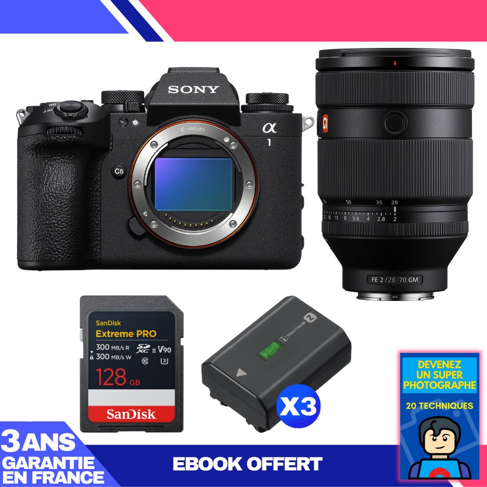Boitier Sony alpha 1 II + FE 28 70mm f2 GM + 1 SanDisk Extreme PRO UHS II SDXC + 3 Sony NP FZ100 + Ebook 'Devenez Un Super Photographe - vue 4