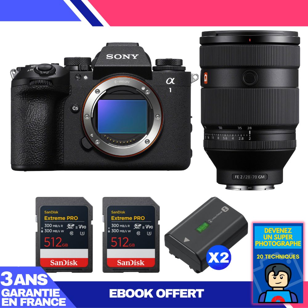 Boitier Sony alpha 1 II + FE 28 70mm f2 GM + 2 SanDisk Extreme PRO UHS II SDXC + 2 Sony NP FZ100 + Ebook 'Devenez Un Super Photographe - vue 4