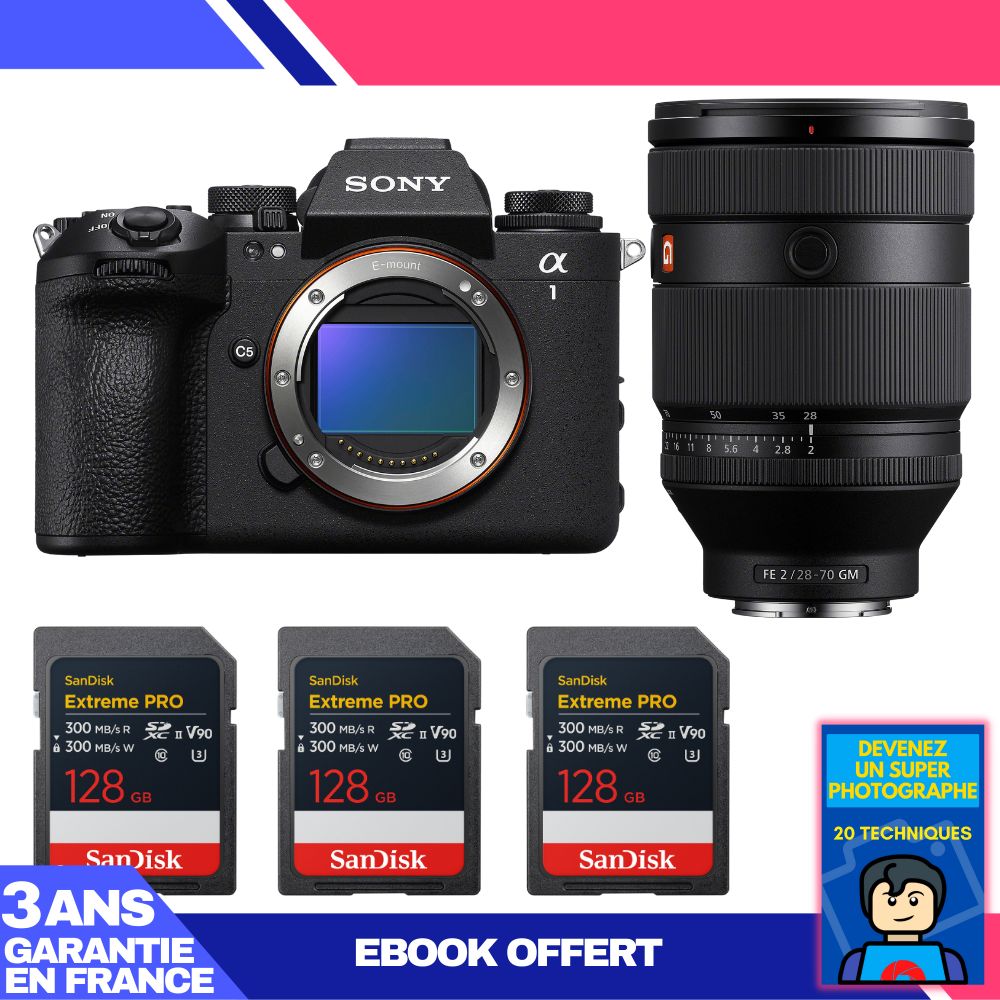 Boitier Sony alpha 1 II + FE 28 70mm f2 GM + 3 SanDisk Extreme PRO UHS II SDXC + Ebook 'Devenez Un Super Photographe - vue 2