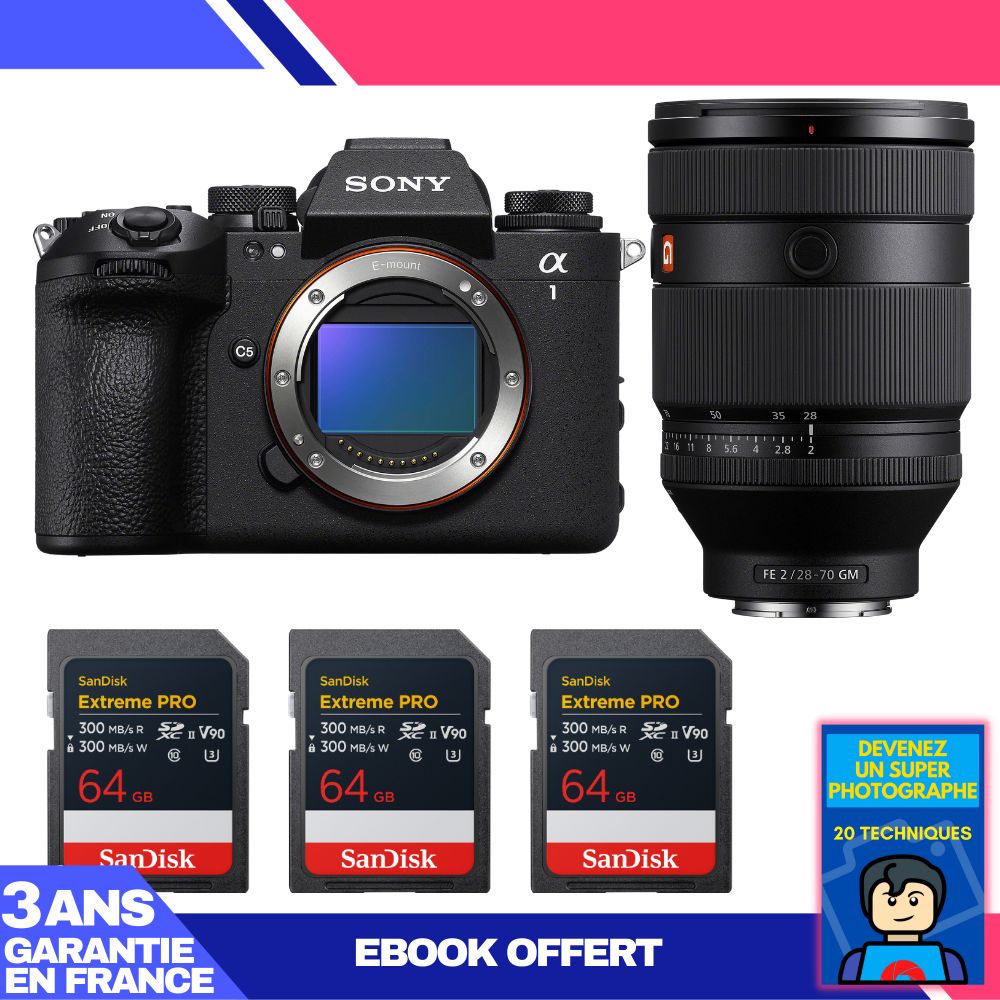 Boitier Sony alpha 1 II + FE 28 70mm f2 GM + 3 SanDisk Extreme PRO UHS II SDXC + Ebook 'Devenez Un Super Photographe - vue 4