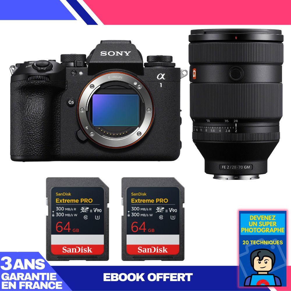 Boitier Sony alpha 1 II + FE 28 70mm f2 GM + 2 SanDisk Extreme PRO UHS II SDXC + Ebook 'Devenez Un Super Photographe - vue 2