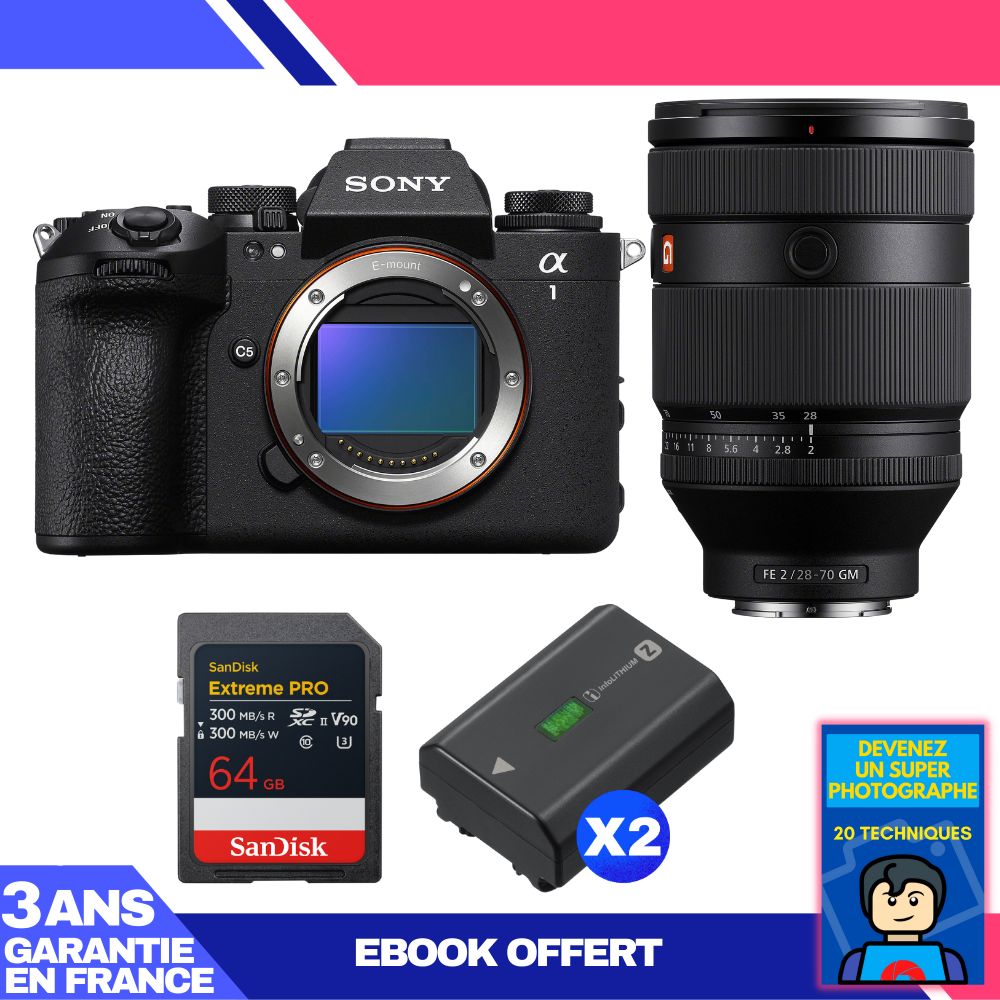 Boitier Sony alpha 1 II + FE 28 70mm f2 GM + 1 SanDisk Extreme PRO UHS II SDXC + 2 Sony NP FZ100 + Ebook 'Devenez Un Super Photographe - vue 4