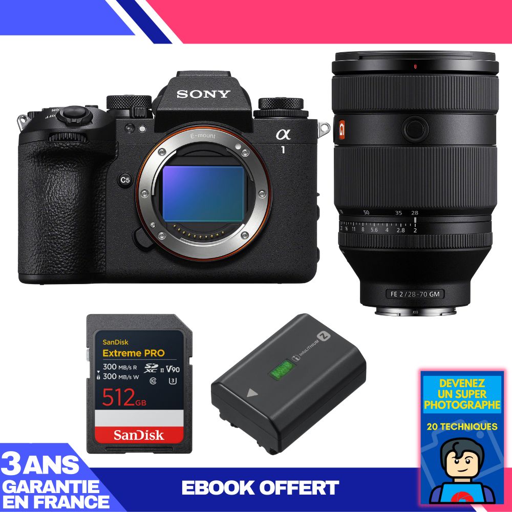 Boitier Sony alpha 1 II + FE 28 70mm f2 GM + 1 SanDisk Extreme PRO UHS II SDXC + Sony NP FZ100 + Ebook 'Devenez Un Super Photographe - vue 4