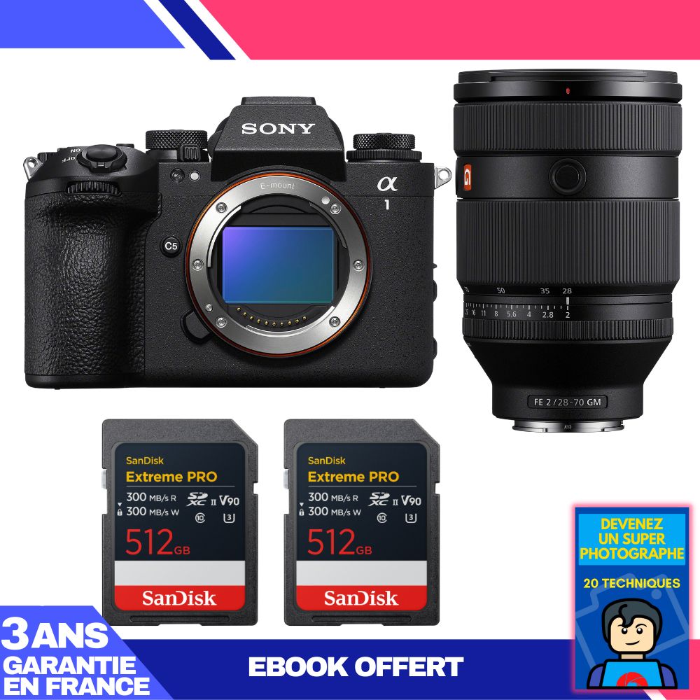 Boitier Sony alpha 1 II + FE 28 70mm f2 GM + 2 SanDisk Extreme PRO UHS II SDXC + Ebook 'Devenez Un Super Photographe - vue 3