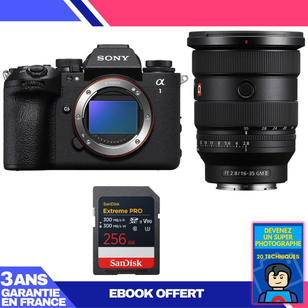 Boitier Sony alpha 1 II + FE 16 35mm f2.8 GM II + 1 SanDisk Extreme PRO UHS II SDXC + Ebook 'Devenez Un Super Photographe - vue 3