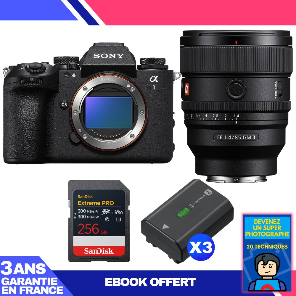 Boitier Sony alpha 1 II + FE 85mm f1.4 GM II + 1 SanDisk Extreme PRO UHS II SDXC + 3 Sony NP FZ100 + Ebook 'Devenez Un Super Photographe - vue 4