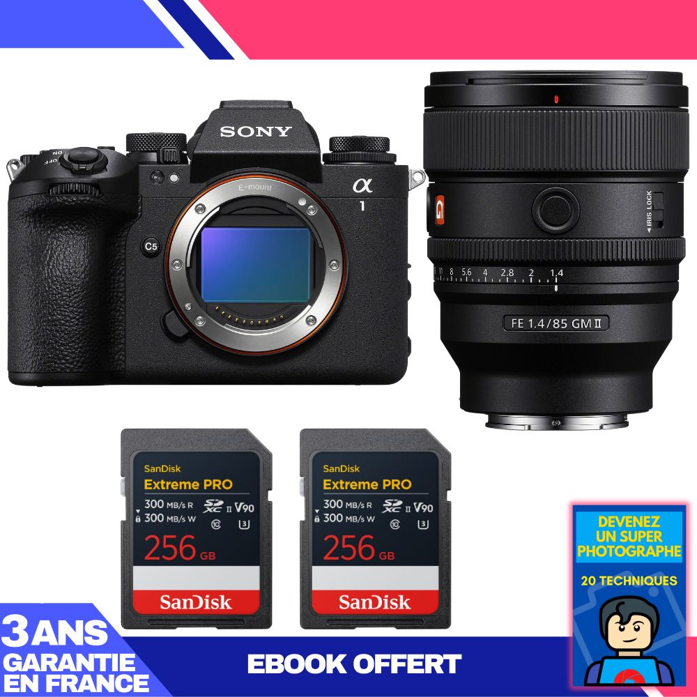 Boitier Sony alpha 1 II + FE 85mm f1.4 GM II + 2 SanDisk Extreme PRO UHS II SDXC + Ebook 'Devenez Un Super Photographe - vue 2