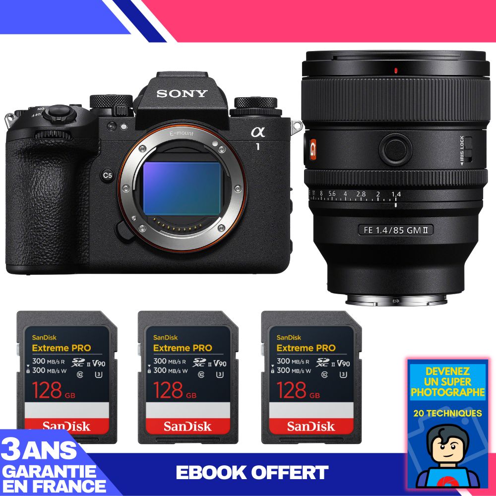 Boitier Sony alpha 1 II + FE 85mm f1.4 GM II + 3 SanDisk Extreme PRO UHS II SDXC + Ebook 'Devenez Un Super Photographe - vue 2