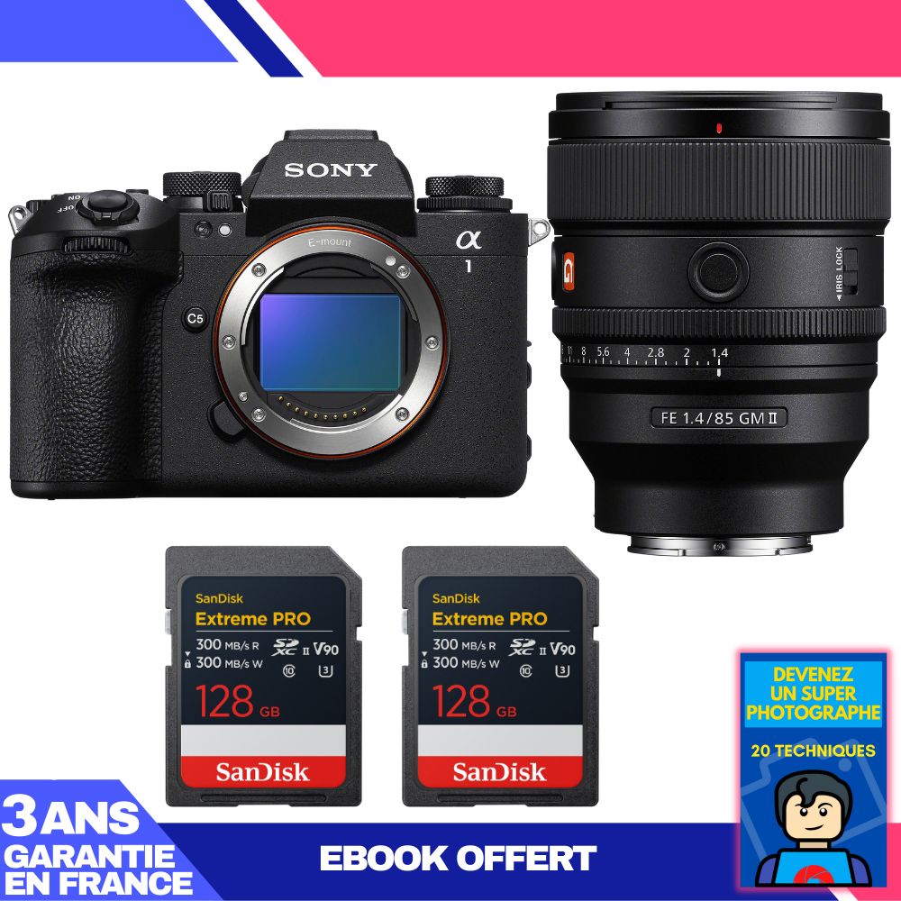 Boitier Sony alpha 1 II + FE 85mm f1.4 GM II + 2 SanDisk Extreme PRO UHS II SDXC + Ebook 'Devenez Un Super Photographe - vue 3