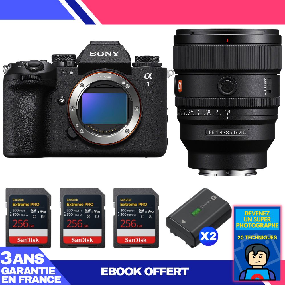 Boitier Sony alpha 1 II + FE 85mm f1.4 GM II + 3 SanDisk Extreme PRO UHS II SDXC + 2 Sony NP FZ100 + Ebook 'Devenez Un Super Photographe - vue 4