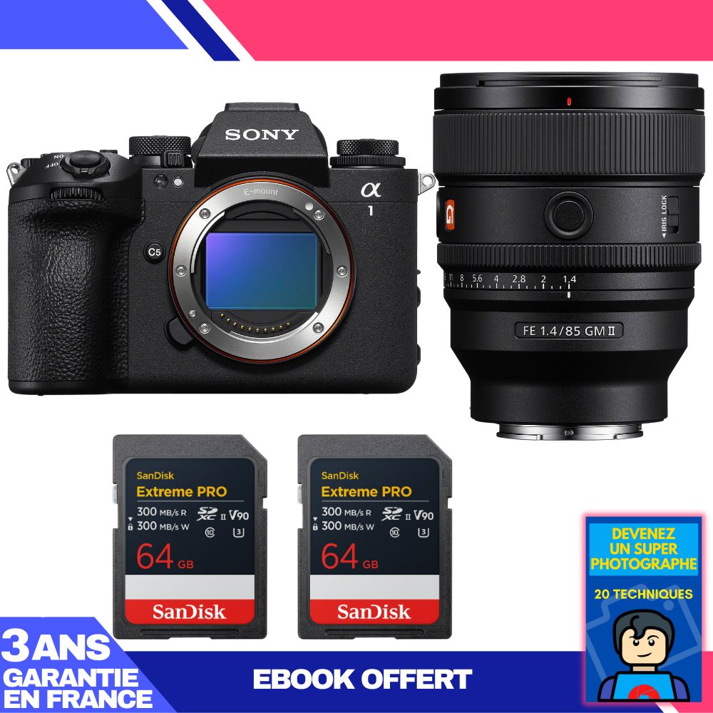 Boitier Sony alpha 1 II + FE 85mm f1.4 GM II + 2 SanDisk Extreme PRO UHS II SDXC + Ebook 'Devenez Un Super Photographe - vue 4