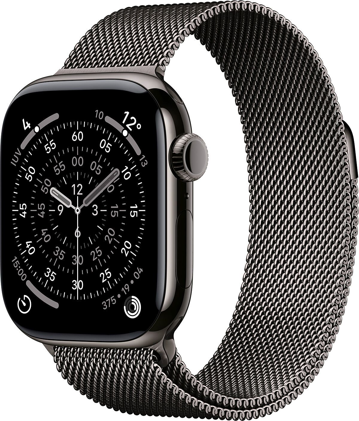 Apple Watch Series 11 GPS &#43; Cellular 42mm Boitier en Titane Ardoise avec Bracelet Milanais Noir
