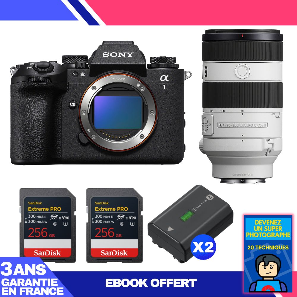Boitier Sony alpha 1 II + FE 70 200mm f4 Macro G OSS II + 2 SanDisk Extreme PRO UHS II SDXC + 2 Sony NP FZ100 + Ebook 'Devenez Un Super Photographe - vue 4