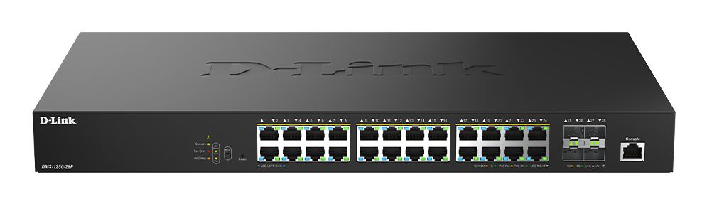 D Link DMS 1250 28P Commutateur C2+ intelligent 24 x 1010010002.5G PoE+ + 4 x 10 Gigabit SFP+ de bureau PoE+