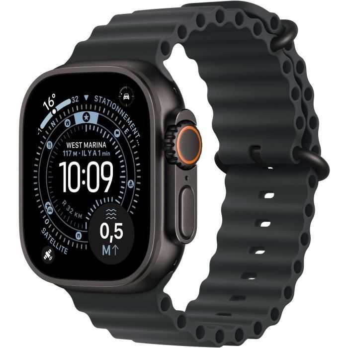 Apple Watch Ultra 3 GPS + Cellular 49mm Boitier en Titane Noir avec Bracelet Océan noir
