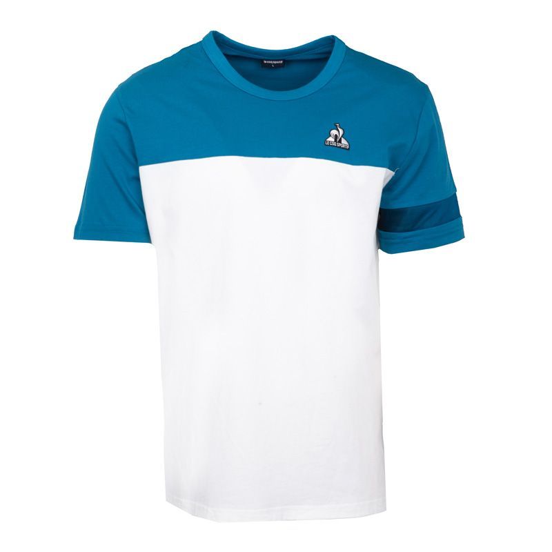 tee shirt bleu sapphire et blanc homme le coq sportif - S