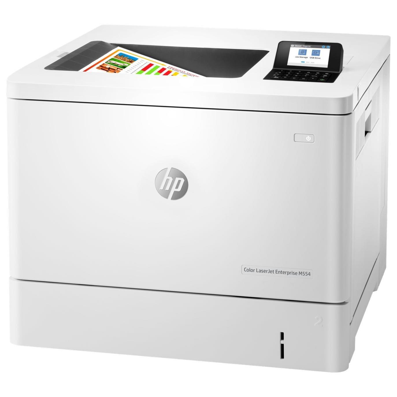 HP LaserJet Enterprise M554dn - Imprimante - couleur - Recto-verso - laser - A4/Legal - 1200 x 1200 ppp - jusqu'à 33 ppm (mono) / jusqu'à 33 ppm (couleur) - capacité : 650 feuilles - USB 2.0...