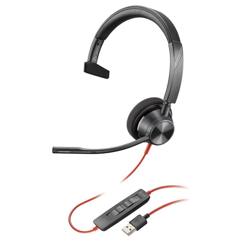 HP Poly Blackwire 5220 - Blackwire 5200 series - micro-casque - sur-oreille - filaire - USB-A, jack 3,5mm - noir - Certifié pour Microsoft Teams, Certifié pour Skype for Business, certifié Cisco...