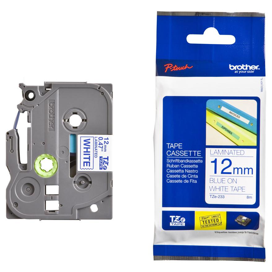 Brother TZe-233 - Bleu sur blanc - Rouleau (1,2 cm x 8 m) 1 cassette(s) ruban laminé Brother TZe-233 - Bleu sur blanc - Rouleau (1,2 cm x 8 m) 1 cassette(s) ruban laminé