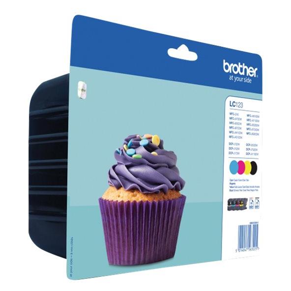 Brother LC123 - Pack de 4 - noir, jaune, cyan, magenta - original - blister - cartouche d'encre