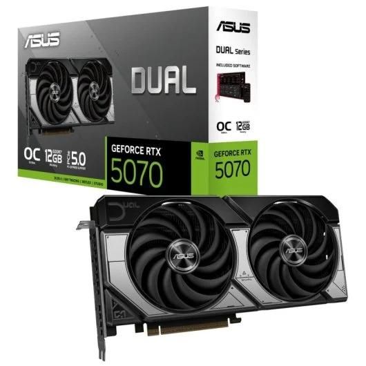 ASUS Dual GeForce RTX 5070 12GB OC Edition carte graphique GeForce RTX 5070 12 Go GDDR7 PCI Express 5.0 3 x DisplayPort HDMI