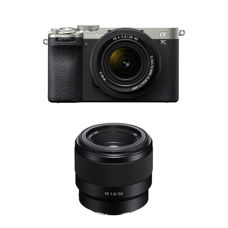SONY ALPHA 7C II Silver + Objectif FE 28-60mm f/4-5.6 + FE 50mm f/1.8 Garanti 3 ans