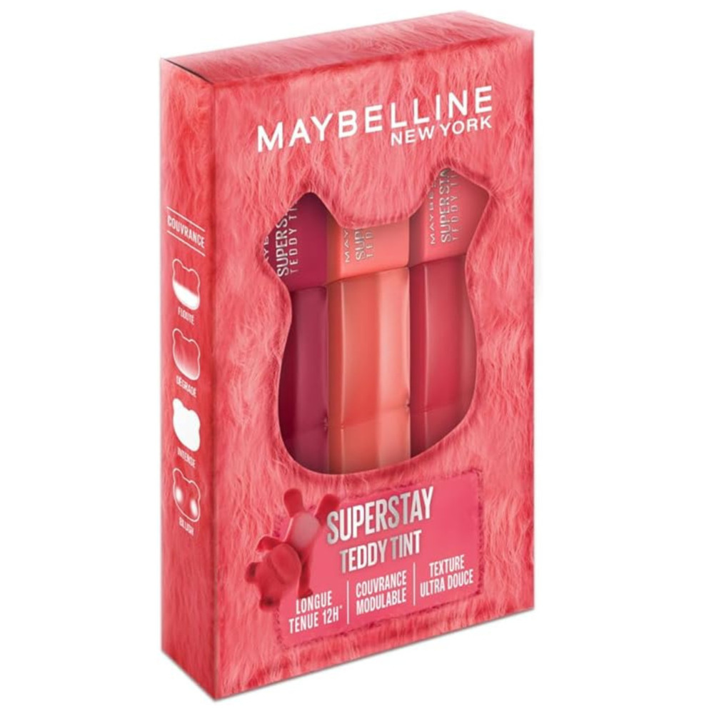 Maybelline New York Coffret Superstay Teddy Tint 3 Blush À Lèvres: Baby Tee Petalcore Wild At Heart